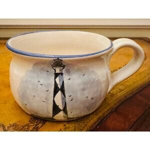 Cagle Rd Pottery North Carolina Litehouse Sailboat Nautical Chowder Bowl Mug NEW